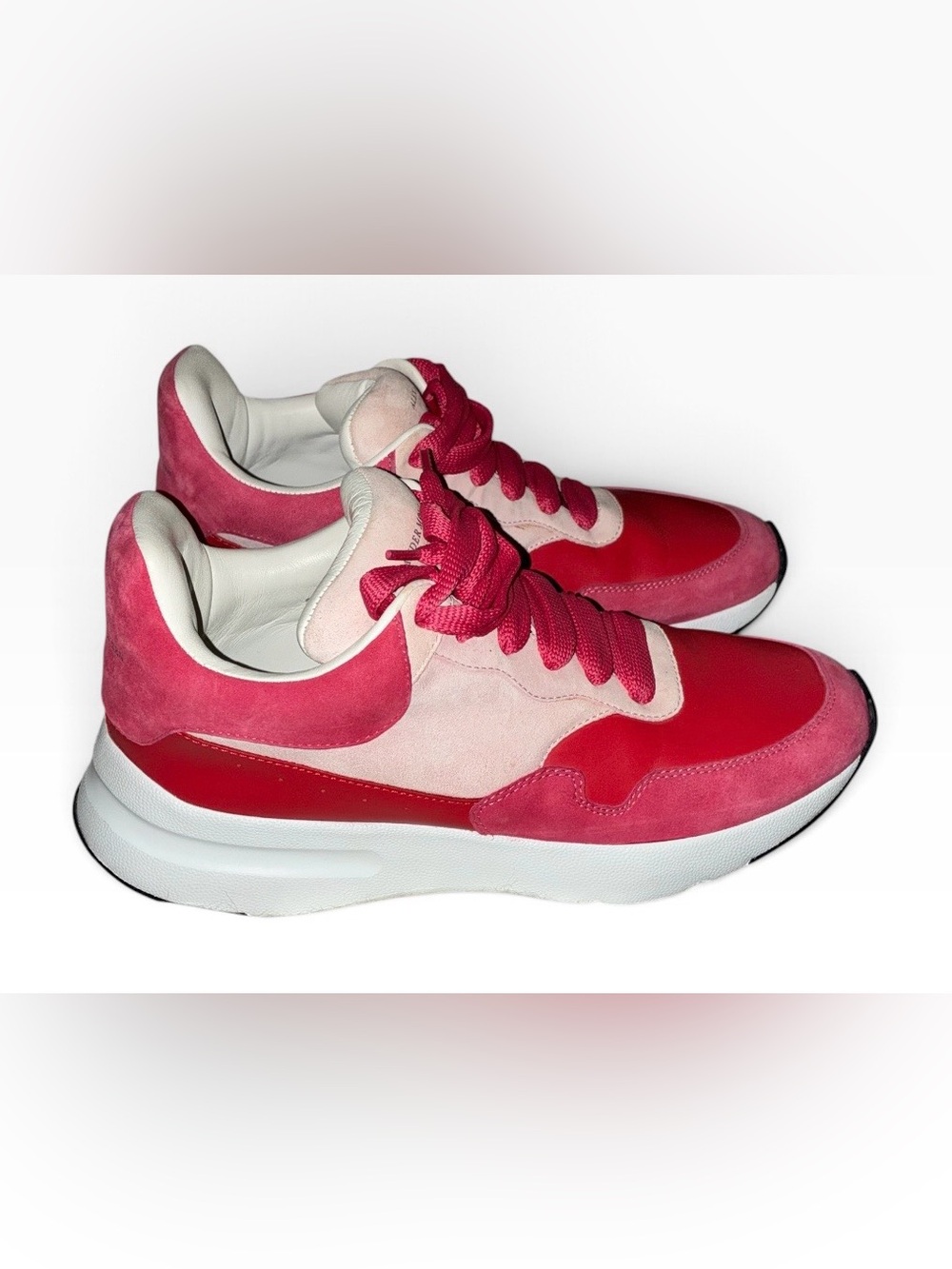 Alexander McQueen Pelle S. Gomma Pink & Red Runner Sneaker Sz 39 (9)